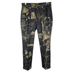 Karen Kane Dark Denim Gold Metallic Painted High Rise Jeans Art to Wear Size 10